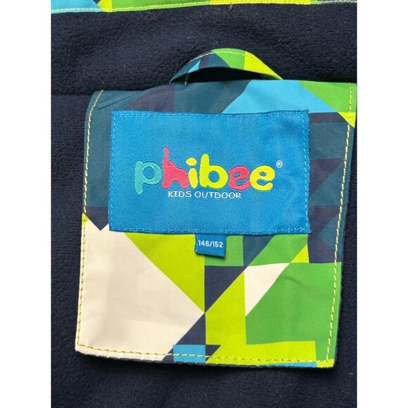 PhiBee Kids Outdoor Jacket Warm Winter Coat Size 11/12 Green Blue White - Picture 4 of 16